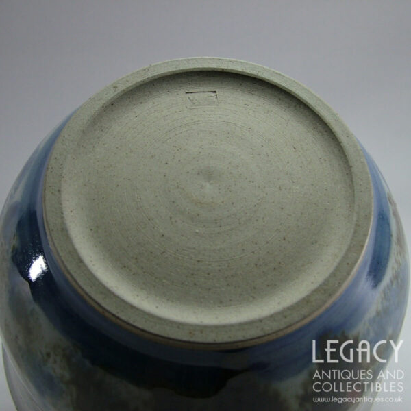 Wendy Green Studio Pottery Jardinière or Cachepot with Abstract Blue and Grey Glaze