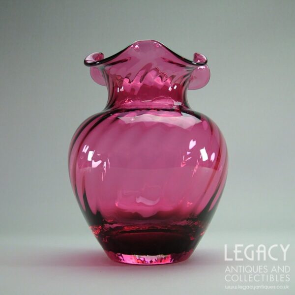 Dartington Crystal 'Romany' Design Large Round Vase VA1170/CR in Cranberry