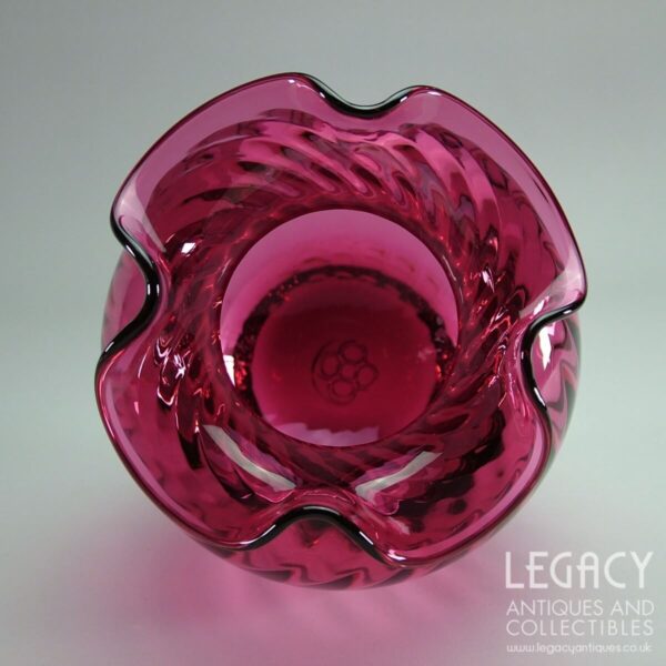 Dartington Crystal 'Romany' Design Large Round Vase VA1170/CR in Cranberry