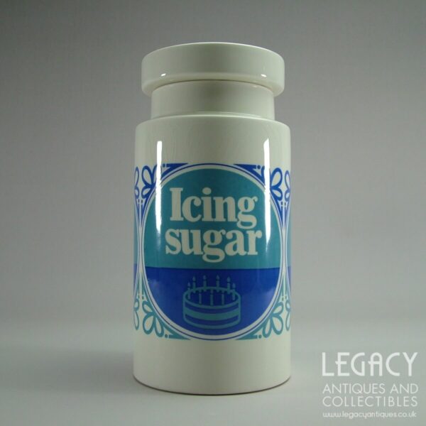 Lord Nelson Pottery Large 'Icing Sugar' Lidded Canister in Blue c.1960s