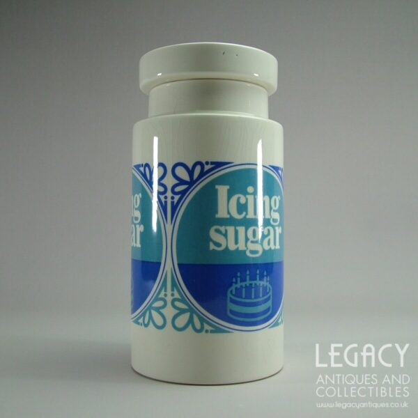 Lord Nelson Pottery Large 'Icing Sugar' Lidded Canister in Blue c.1960s