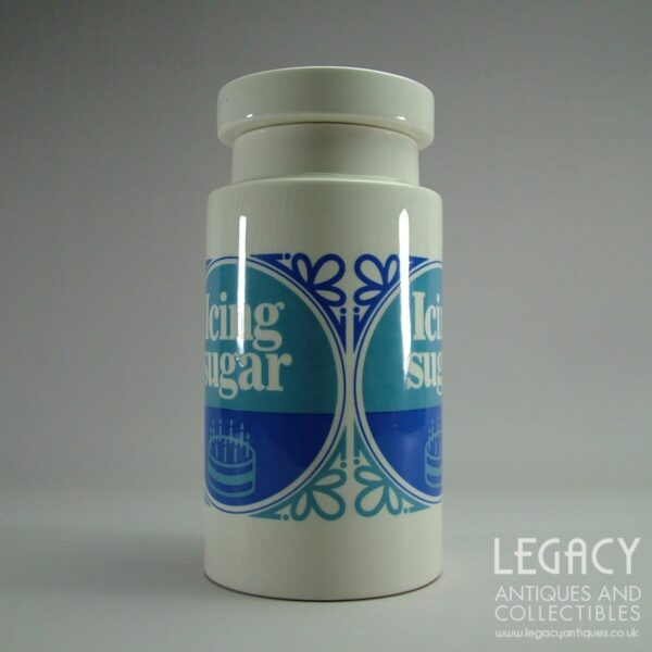 Lord Nelson Pottery Large 'Icing Sugar' Lidded Canister in Blue c.1960s