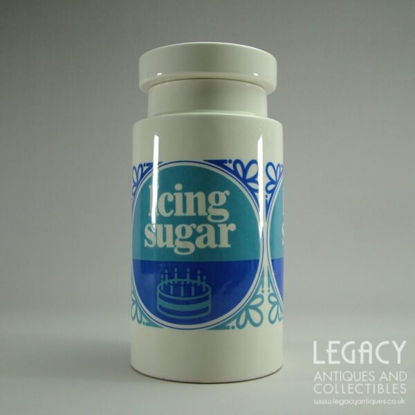 Lord Nelson Pottery Large 'Icing Sugar' Lidded Canister in Blue c.1960s