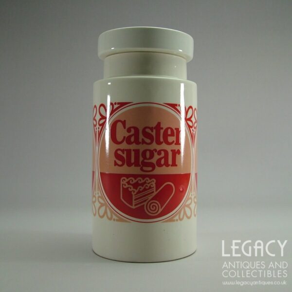 Lord Nelson Pottery Large 'Caster Sugar' Lidded Canister in Red c.1960s