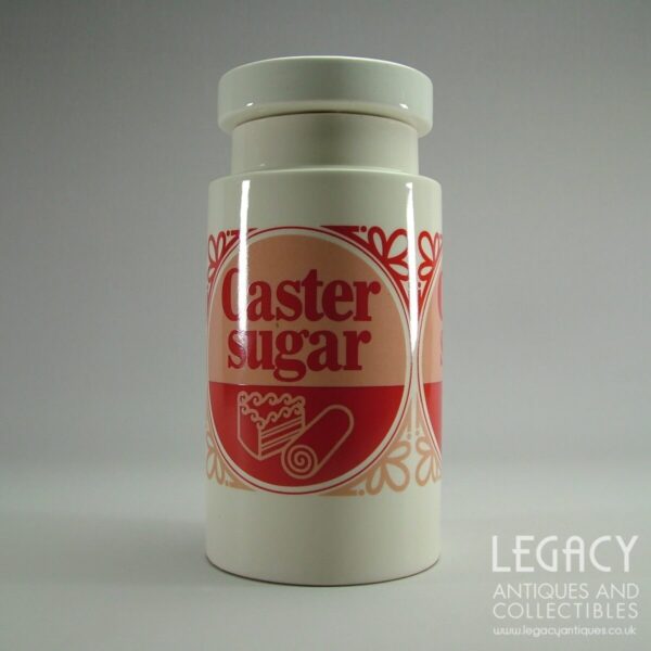 Lord Nelson Pottery Large 'Caster Sugar' Lidded Canister in Red c.1960s