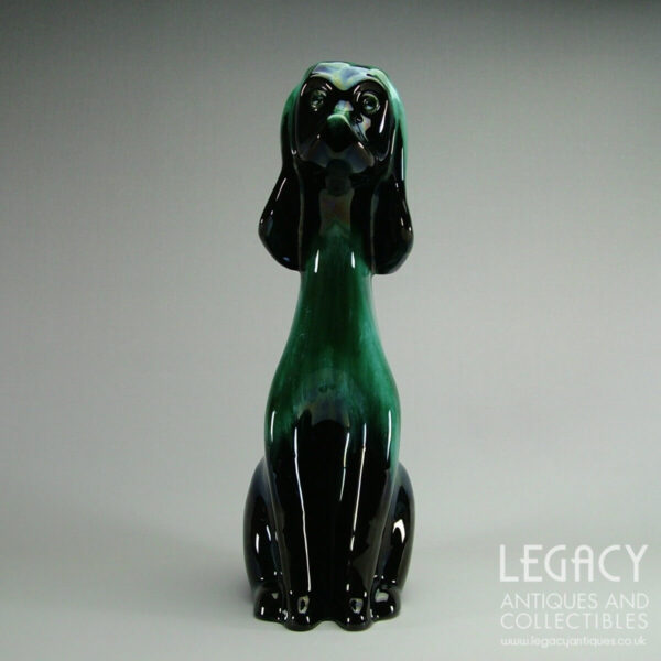 Canadian Blue Mountain Pottery Large Seated Dog Figure in Green