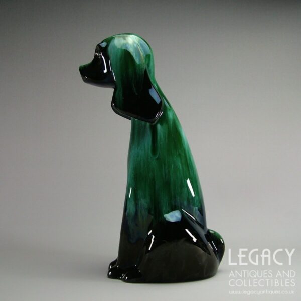 Canadian Blue Mountain Pottery Large Seated Dog Figure in Green
