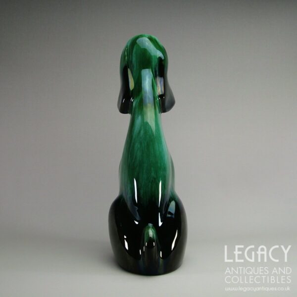 Canadian Blue Mountain Pottery Large Seated Dog Figure in Green