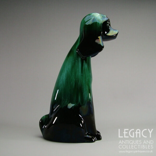 Canadian Blue Mountain Pottery Large Seated Dog Figure in Green