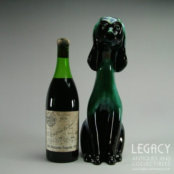 Canadian Blue Mountain Pottery Large Seated Dog Figure in Green