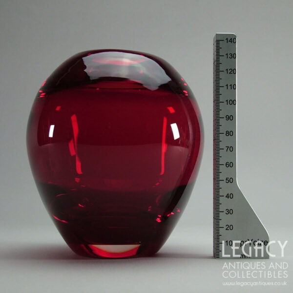 Whitefriars Glass Ovoid Optic Flower Vase No. 9585 in Ruby
